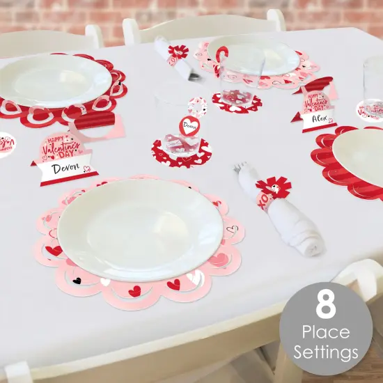 Big Dot of Happiness Happy Valentine&rsquo;s Day - Valentine Hearts Party Paper Charger and Table Decorations - Chargerific Kit - Place Setting for 8 {3}