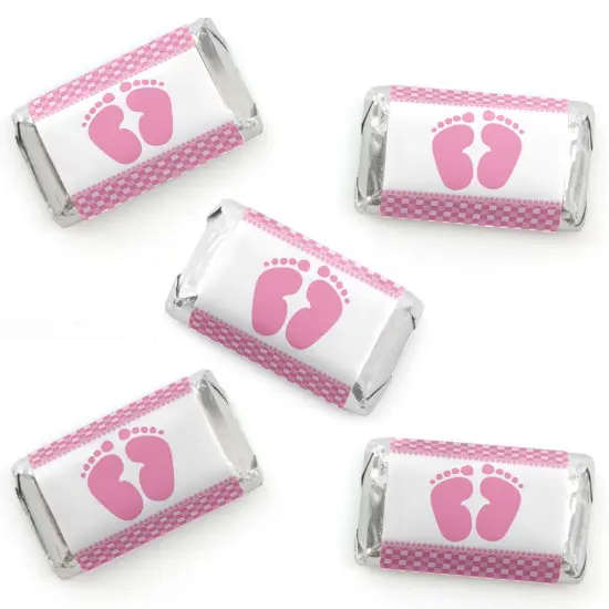 Big Dot of Happiness Baby Feet Pink - Mini Candy Bar Wrapper Stickers - Girl Baby Shower Small Favors - 40 Count {1}