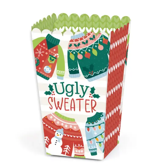 Big Dot of Happiness Colorful Christmas Sweaters - Ugly Sweater Holiday Party Favor Popcorn Treat Boxes - Set of 12 {1}