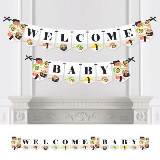 Big Dot of Happiness Let's Roll - Sushi - Japanese Baby Shower Bunting Banner - Party Decorations - Welcome Baby {1}