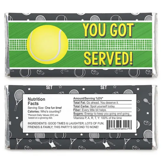 Big Dot of Happiness You Got Served - Tennis - Candy Bar Wrapper Baby Shower or Tennis Ball Birthday Party Favors - Set of 24 {3}