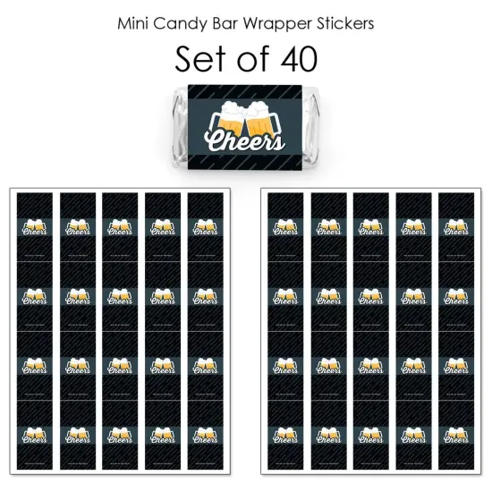 Big Dot of Happiness Cheers and Beers Happy Birthday - Mini Candy Bar Wrapper Stickers - Birthday Party Small Favors - 40 Count {4}