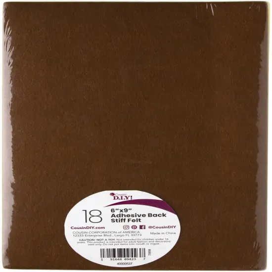 CousinDIY Adhesive Back Stiff Felt Sheets 6"X9" 18/Pkg-Bold Colors {1}