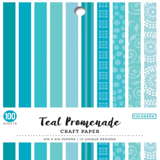 Colorbok Single-Sided Printed Cardstock 6"X6" 100/Pkg-Teal Promenade, 10 Designs/10 Each {1}