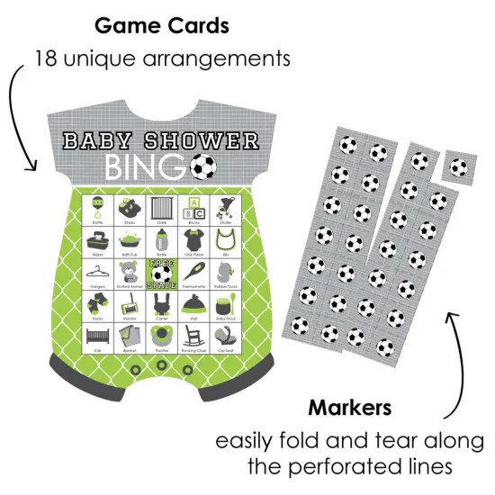 Big Dot of Happiness Goaaal - Soccer - Picture Bingo Cards and Markers - Baby Shower Shaped Bingo Game - Set of 18 {3}