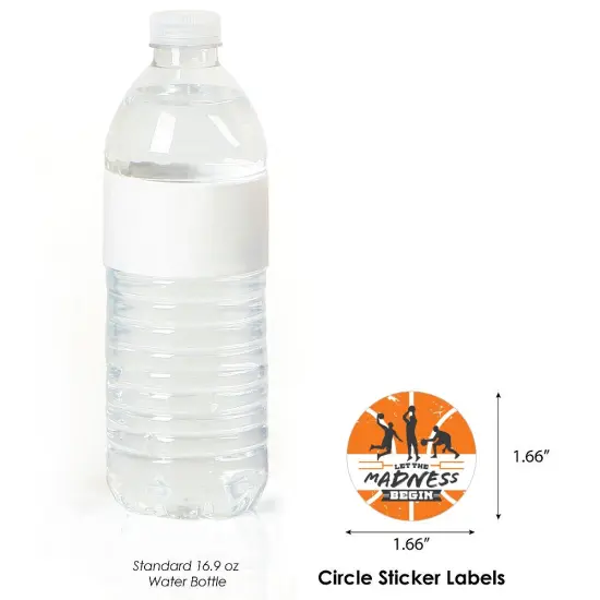 Big Dot of Happiness Basketball - Let the Madness Begin - College Basketball Party Circle Sticker Labels - 24 Count {4}