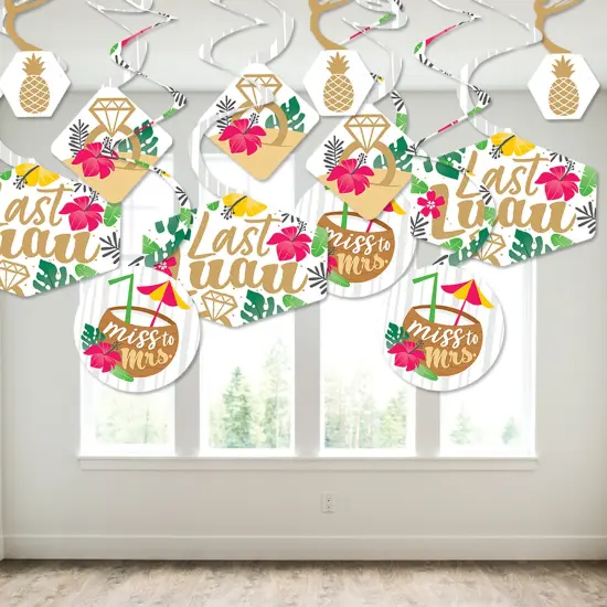 Big Dot of Happiness Last Luau - Tropical Bachelorette Party and Bridal Shower Hanging Decor - Party Decoration Swirls - Set of 40 {4}