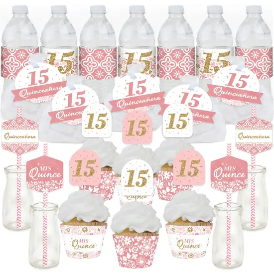 Big Dot of Happiness Mis Quince Anos - Quinceanera Sweet 15 Birthday Party Favors and Cupcake Kit - Fabulous Favor Party Pack - 100 Pieces {1}