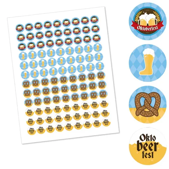 Big Dot of Happiness Oktoberfest - Beer Festival Round Candy Sticker Favors - Labels Fits Chocolate Candy (1 sheet of 108) {3}