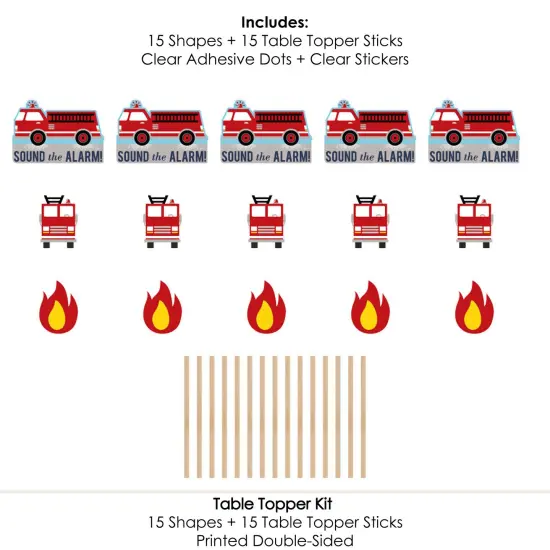 Big Dot of Happiness Fired Up Fire Truck - Firefighter Firetruck Baby Shower or Birthday Party Centerpiece Sticks - Table Toppers - Set of 15 {7}
