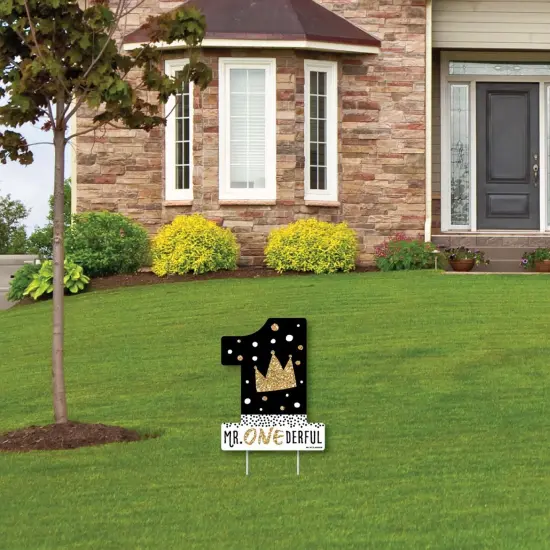 Big Dot of Happiness 1st Birthday Little Mr. Onederful - Outdoor Lawn Sign - Boy First Birthday Party Yard Sign - 1 Piece {4}