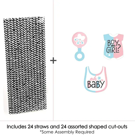 Big Dot of Happiness Baby Gender Reveal - Paper Straw Decor - Team Boy or Girl Party Striped Decorative Straws - Set of 24 {4}