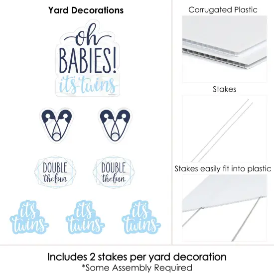 Big Dot of Happiness It's Twin Boys - Yard Sign and Outdoor Lawn Decorations - Blue Twins Baby Shower Yard Signs - Set of 8 {6}