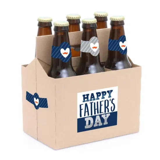 Big Dot of Happiness Happy Father's Day - We Love Dad Party Decorations for Men - 6 Beer Bottle Label Stickers and 1 Carrier {3}