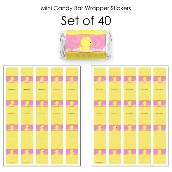 Big Dot of Happiness Pink Ducky Duck - Mini Candy Bar Wrapper Stickers - Baby Shower or Birthday Party Small Favors - 40 Count {4}