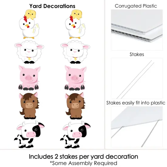 Big Dot of Happiness Farm Animals - Barnyard Animal Lawn Decorations - Outdoor Baby Shower or Birthday Party Yard Decorations - 10 Piece {7}