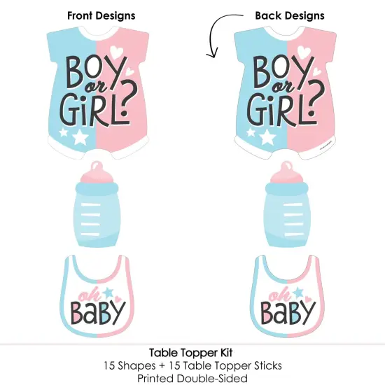 Big Dot of Happiness Baby Gender Reveal - Team Boy or Girl Party Centerpiece Sticks - Table Toppers - Set of 15 {6}