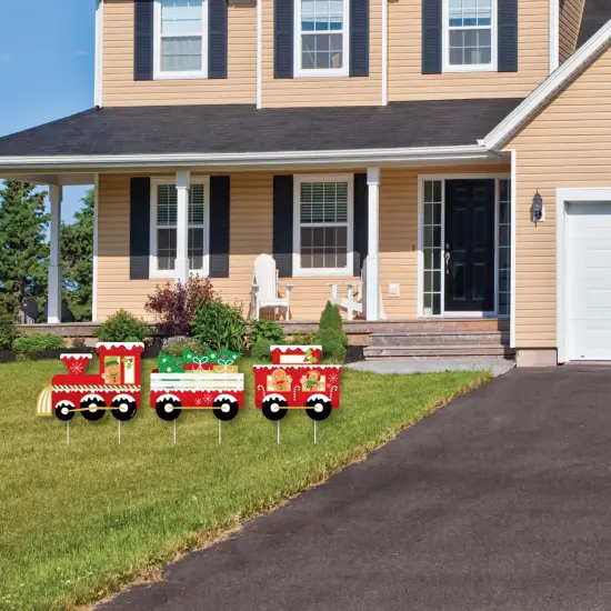 Big Dot of Happiness Christmas Train - Outdoor Lawn Sign Decorations with Stakes - Holiday Party Yard Display - 3 Pieces {3}
