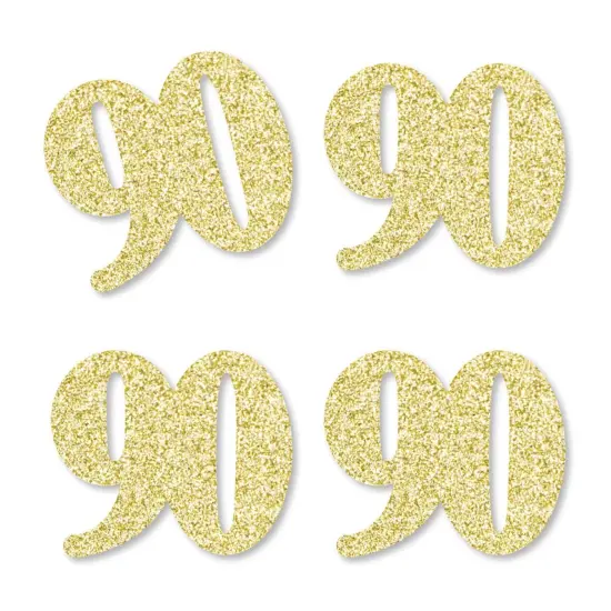Big Dot of Happiness Gold Glitter 90 - No-Mess Real Gold Glitter Cut-Out Numbers - 90th Birthday Party Confetti - Set of 24 {1}