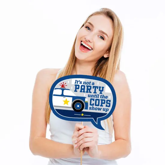 Big Dot of Happiness Calling All Units - Police - Cop Birthday Party or Baby Shower Photo Booth Props Kit - 20 Count {4}
