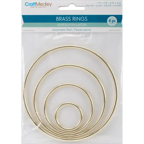 Craft Medley Brass Rings 4/Pkg-1", 2", 3" & 4" {1}