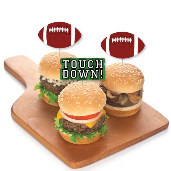 Big Dot of Happiness End Zone - Football - Dessert Cupcake Toppers - Baby Shower or Birthday Party Clear Treat Picks - Set of 24 {4}