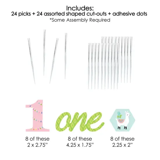 Big Dot of Happiness 1st Birthday Whole Llama Fun - Dessert Cupcake Toppers - Llama Fiesta First Birthday Party Clear Treat Picks - Set of 24 {7}