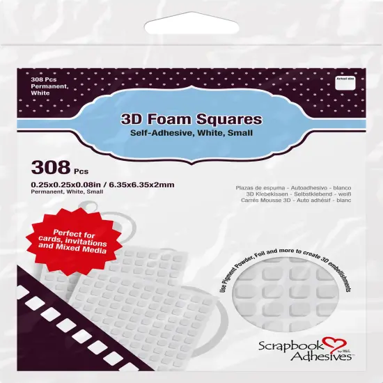Scrapbook Adhesives 3D Self-Adhesive Foam Squares 308/Pkg-White, .25"X.25" {1}