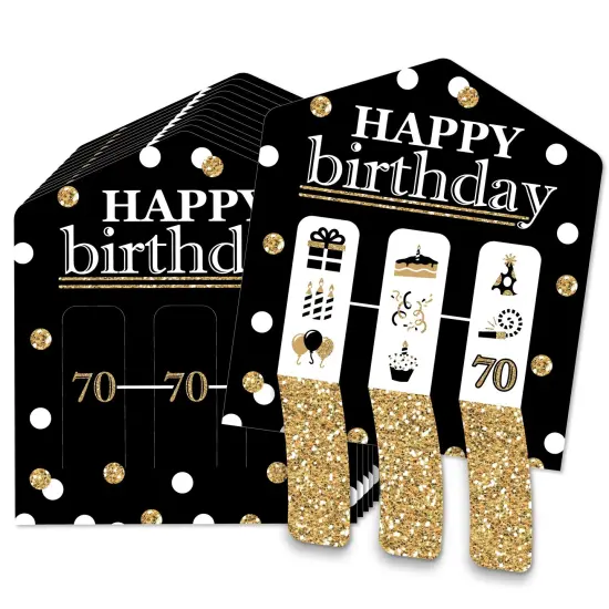 Big Dot of Happiness Adult 70th Birthday - Gold - Birthday Party Game Pickle Cards - Pull Tabs 3-in-a-Row - Set of 12 {1}