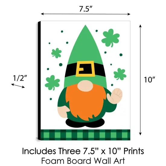 Big Dot of Happiness Irish Gnomes - St. Patrick's Day Wall Art and Holiday Room Decor - 7.5 x 10 inches - Set of 3 Prints {6}