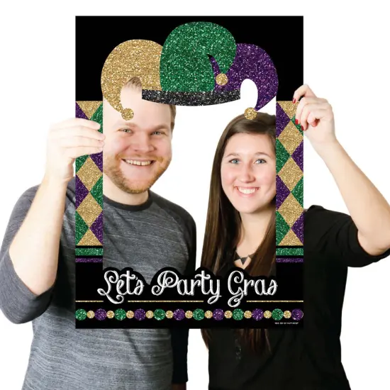 Big Dot of Happiness Mardi Gras - Masquerade Party Selfie Photo Booth Picture Frame & Props - Printed on Sturdy Material {4}