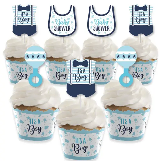 Big Dot of Happiness It's a Boy - Cupcake Decoration - Blue Baby Shower Cupcake Wrappers and Treat Picks Kit - Set of 24 {1}