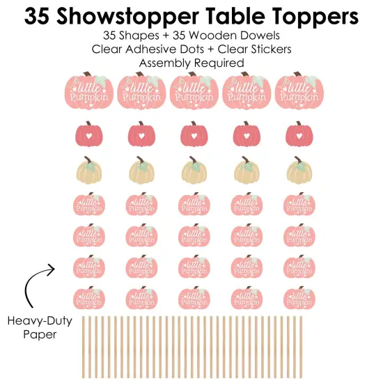 Big Dot of Happiness Girl Little Pumpkin - Fall Birthday Party or Baby Shower Centerpiece Sticks - Showstopper Table Toppers - 35 Pieces {7}