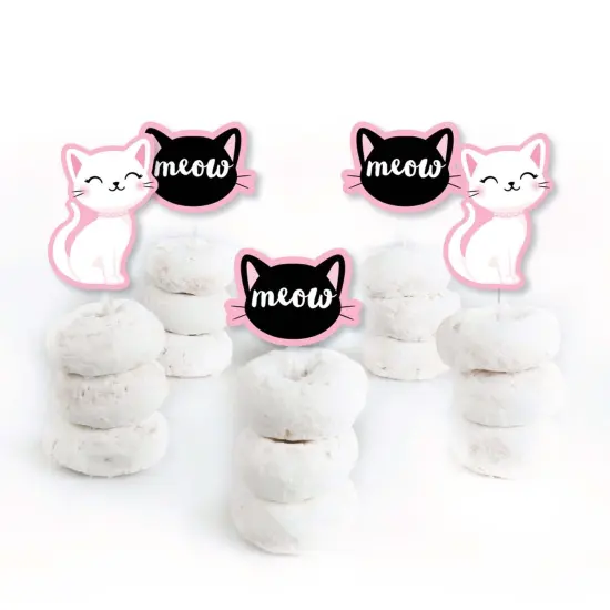 Big Dot of Happiness Purr-fect Kitty Cat - Dessert Cupcake Toppers - Kitten Meow Baby Shower or Birthday Party Clear Treat Picks - Set of 24 {3}
