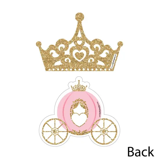 Big Dot of Happiness Little Princess Crown - Tiara & Carriage Decorations DIY Pink and Gold Baby Shower or Birthday Party Essentials - Set of 20 {4}