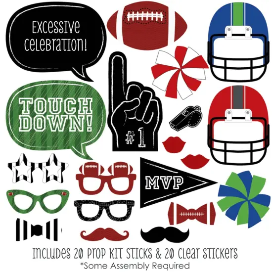 Big Dot of Happiness End Zone - Football Photo Booth Props Kit - 20 Count {3}