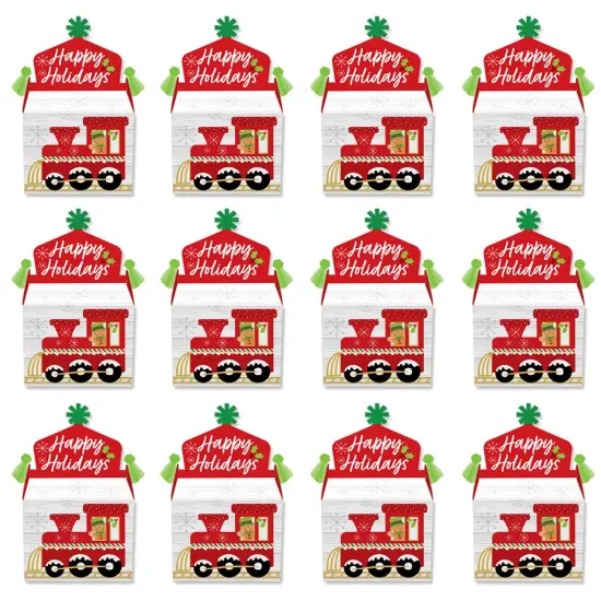Big Dot of Happiness Christmas Train - Treat Box Party Favors - Holiday Party Goodie Gable Boxes - Set of 12 {6}