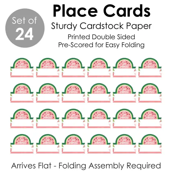 Big Dot of Happiness Sweet Watermelon - Fruit Party Tent Buffet Card - Table Setting Name Place Cards - Set of 24 {7}