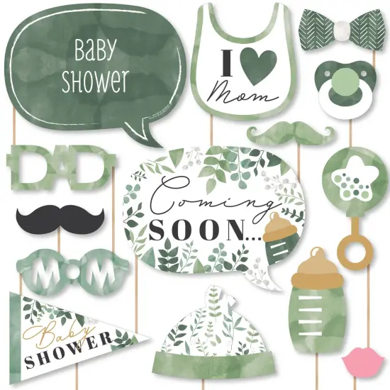 Big Dot of Happiness Boho Botanical Baby - Greenery Baby Shower Photo Booth Props Kit - 20 Count {1}