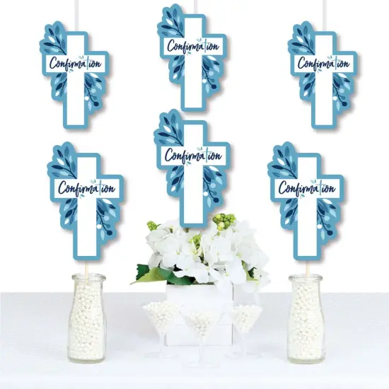 Big Dot of Happiness Confirmation Blue Elegant Cross - Decorations DIY Boy Religious Party Essentials - Set of 20 {1}