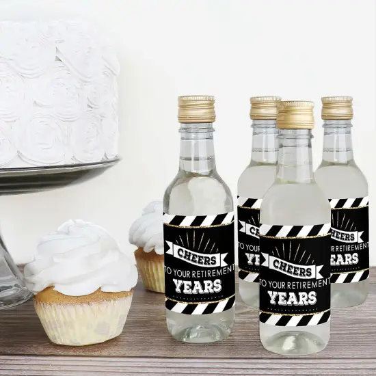 Big Dot of Happiness Happy Retirement - Mini Wine and Champagne Bottle Label Stickers - Retirement Party Favor Gift for Women and Men - Set of 16 {4}