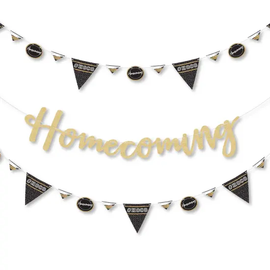 Big Dot of Happiness Hoco Dance - Homecoming Letter Banner Decoration - 36 Banner Cutouts and No-Mess Real Gold Glitter Homecoming Banner Letters {1}
