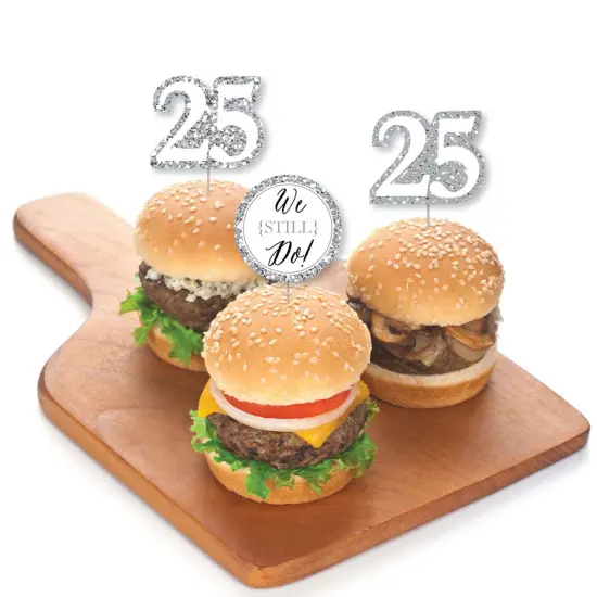 Big Dot of Happiness We Still Do - 25th Wedding Anniversary - Dessert Cupcake Toppers - Anniversary Party Clear Treat Picks - Set of 24 {4}