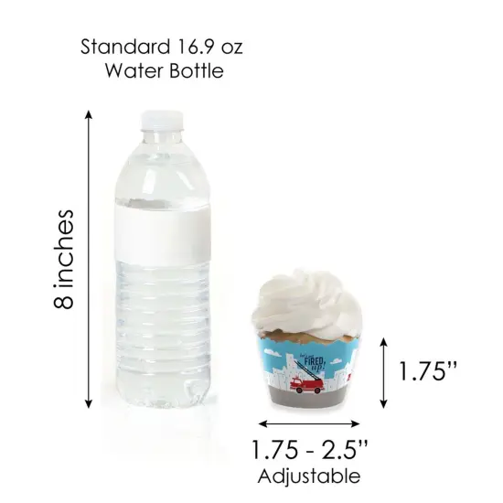 Big Dot of Happiness Fired Up Fire Truck - Cupcake Decor - Firefighter Baby Shower or Birthday Party Cupcake Wrappers and Treat Picks Kit - Set of 24 {7}