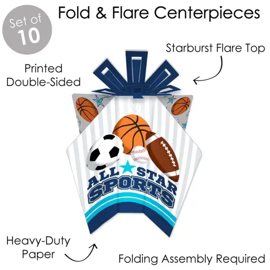 Big Dot of Happiness Go, Fight, Win - Sports - Table Decorations - Baby Shower or Birthday Party Fold and Flare Centerpieces - 10 Count {4}