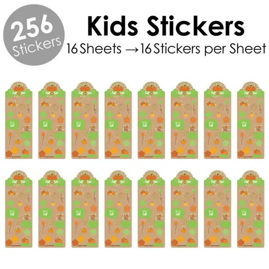 Big Dot of Happiness Pumpkin Patch - Fall, Halloween or Thanksgiving Party Favor Kids Stickers - 16 Sheets - 256 Stickers {3}