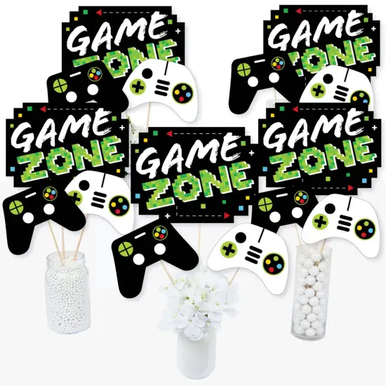 Big Dot of Happiness Game Zone - Pixel Video Game Party or Birthday Party Centerpiece Sticks - Table Toppers - Set of 15 {3}