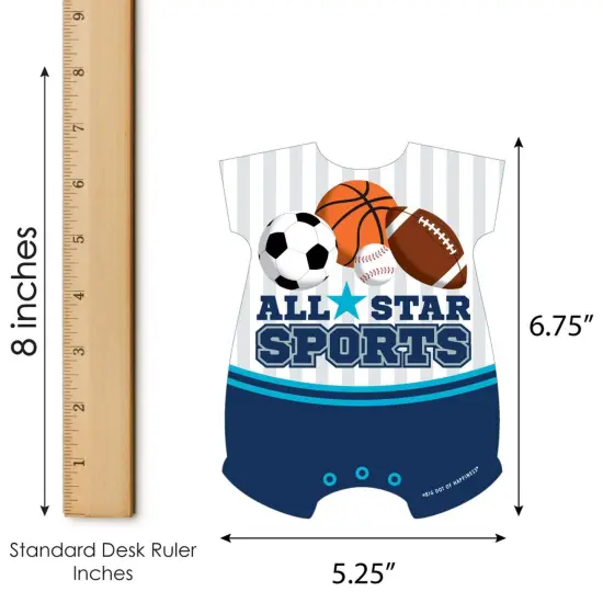 Big Dot of Happiness Go, Fight, Win - Sports - Picture Bingo Cards and Markers - Baby Shower Shaped Bingo Game - Set of 18 {6}