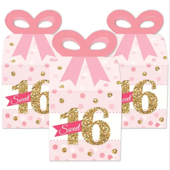 Big Dot of Happiness Sweet 16 - Square Favor Gift Boxes - 16th Birthday Party Bow Boxes - Set of 12 {3}