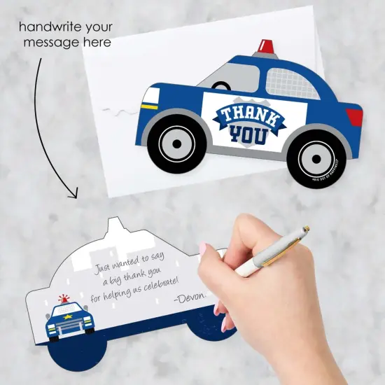 Big Dot of Happiness Calling All Units - Police - Shaped Thank You Cards - Cop Birthday Party or Baby Shower Thank You Cards with Envelopes -Set of 12 {3}